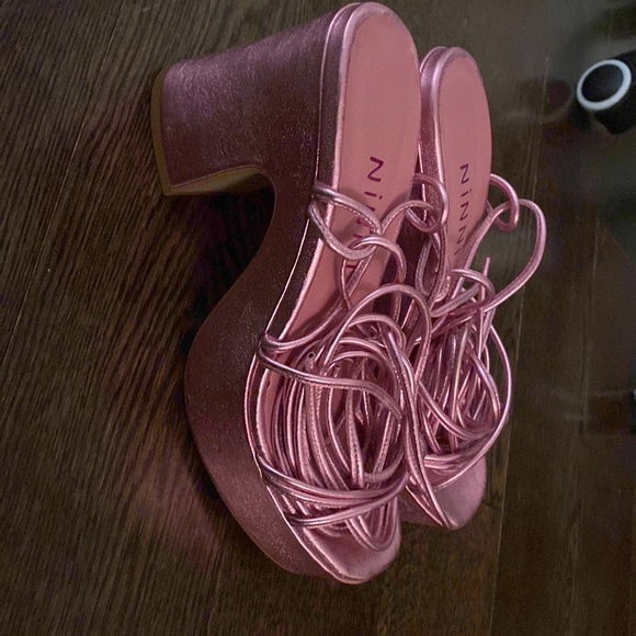 Pink Metallic Lace Up Platform Heels from Ninni - Picture 3 of 5